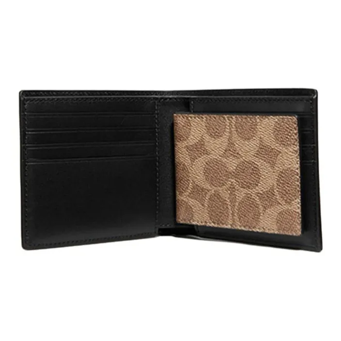 COACH 3 IN 1 Wallet PVC Canvas Wallet Men's Brown-1