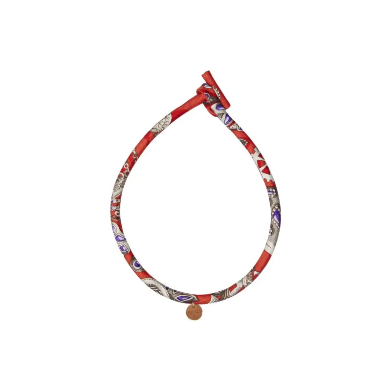 HERMES Silk Silk Twill Necklaces Men's Red-0