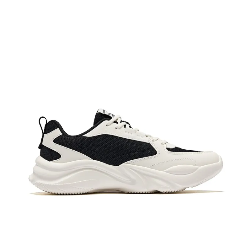 Erke Ci Wu Rebound Wear Resistant Breathable Low Top Casual Shoes Men's Jet Black Microcrystal White-1