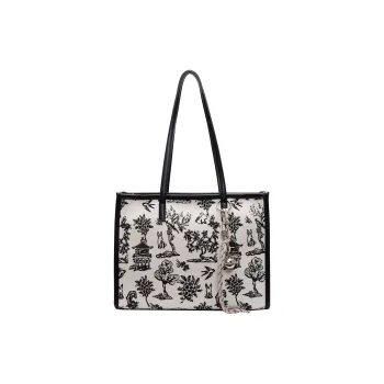 Versman Fabric Shoulder Bag Handbag Large Size Women's Black Brown