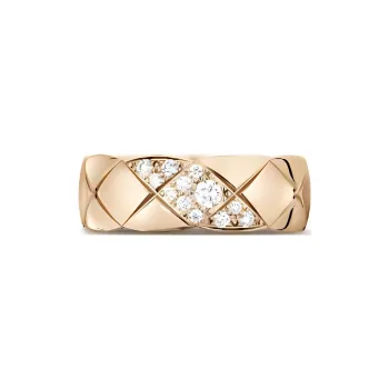CHANEL Diamond Rings Unisex Rose Gold