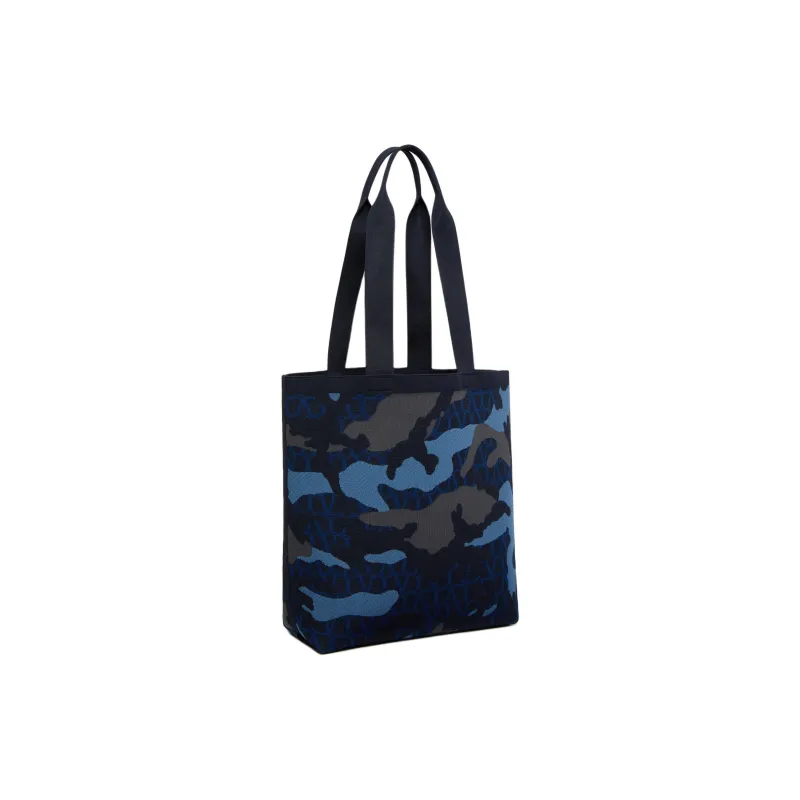 Valentino GARAVANI Knitted Fabric Tote Bag, Shopping Bag, Shoulder Bag Men's Ocean Blue-1