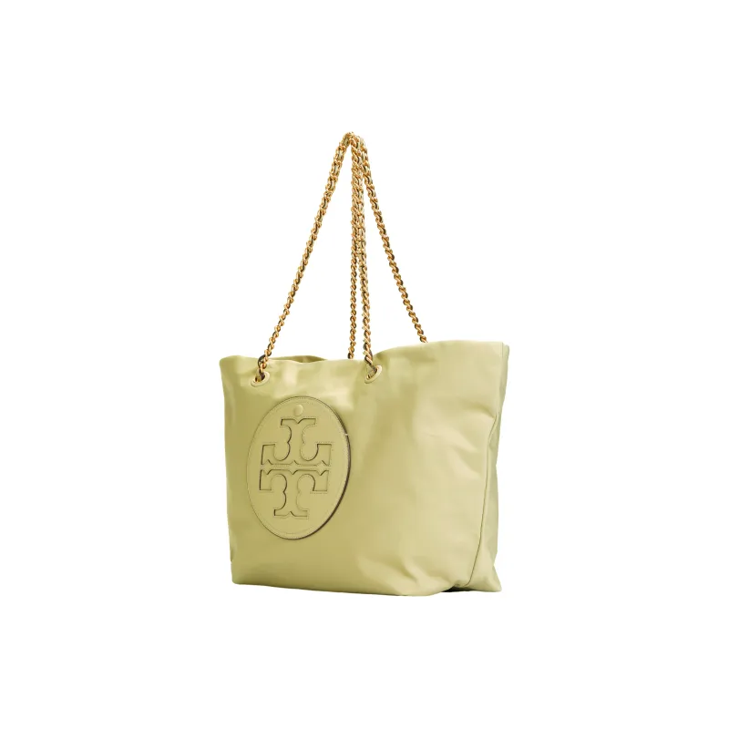 TORY BURCH Ella Fabric Artificial Leather Tote Bag Shopping Bag Shoulder Bag Handbag Medium Size Women's Olive-1