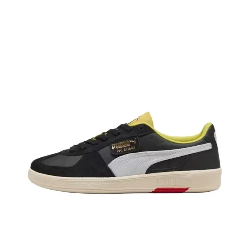 SCUDERIA FERRARI x PUMA Palermo Anti Slip Wear Resistant Low Top Skateboard Shoes Men's Black Yellow