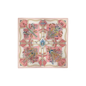 HERMES Mulberry Silk Scarves Women's Rose