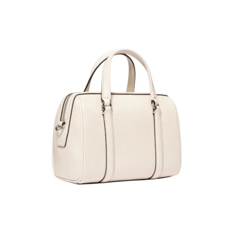 MICHAEL KORS Travel Artificial Leather Boston Cylinder Bag, One Shoulder Handbag Trumpets Women's Black/Milk White-2
