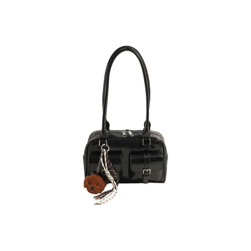 Yalu PU Boston Bag Shoulder Bag Women's Black/Red/Coffee