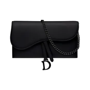 DIOR Calfskin Combo Bag Clutch Shoulder Bag Crossbody Bag Handbag Women's Matte Black