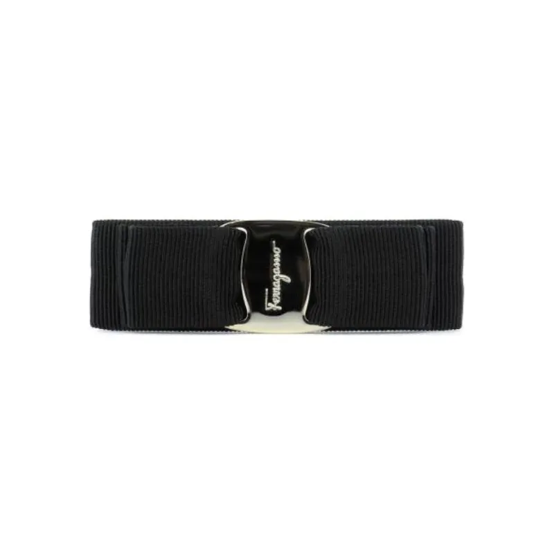 FERRAGAMO Brass, Cotton Hair Clips Women's Black-0