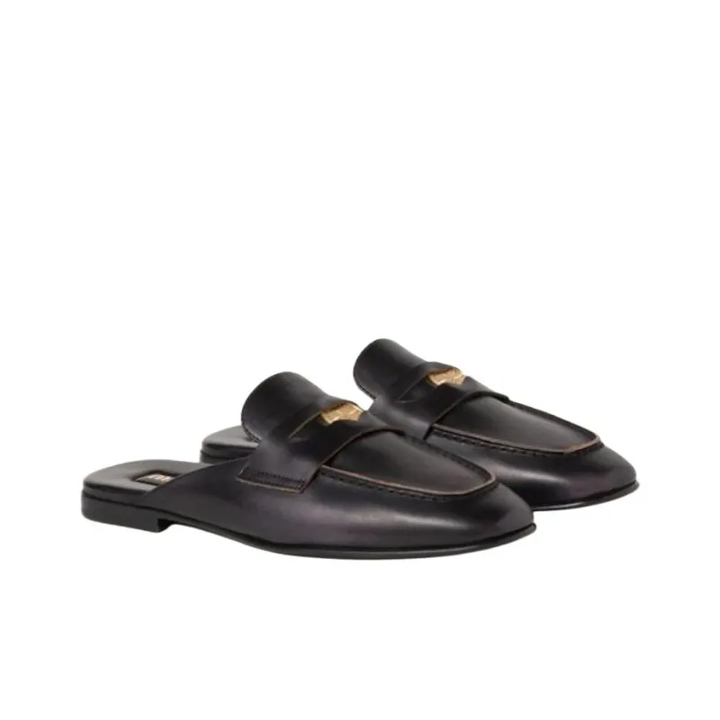 MIU MIU Closed Toe Slippers Women's Tan-2