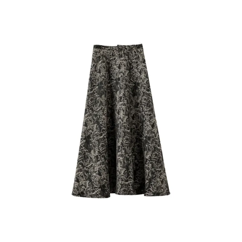Late White Casual Long Skirt Women's Multicolor-1