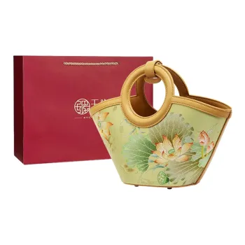 Pmsi Split Cow Leather With Mulberry Silk Basket Bag Handbag Tubas Women's Mustard Green