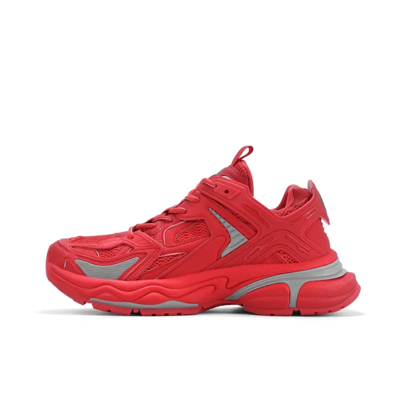 BASLS Chunky Sneakers Unisex Low Top Red/Dirty Red-2