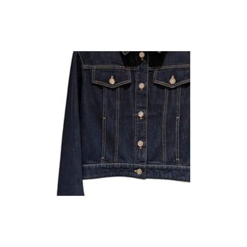 CHANEL Denim Jacket Women's Dark Blue-4