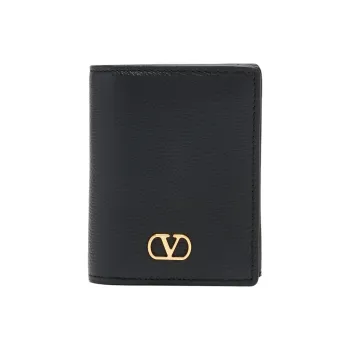 Valentino Vlogo Leather Wallet Women's Black