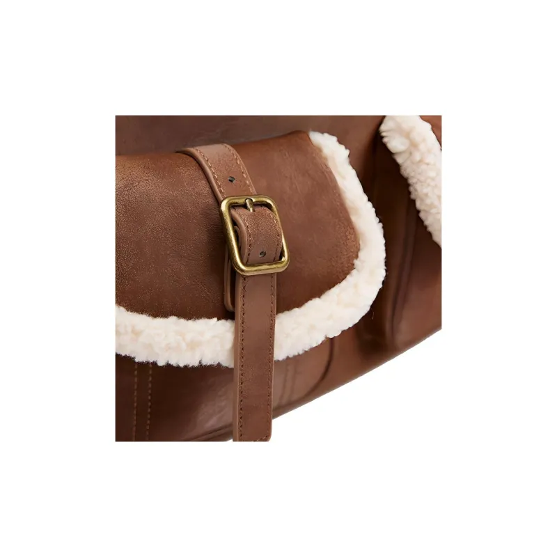 URBAN REVIVO Artificial Leather Shoulder Bag Medium Size Women's Brown-3