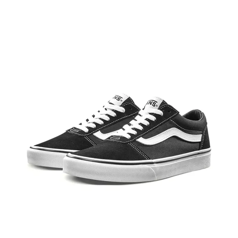 Vans Ward Low Top Kids' Skateboarding Shoes Black White Teenagers-2