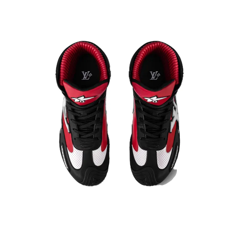 LOUIS VUITTON High Top Casual Shoes Men's Red Black-3