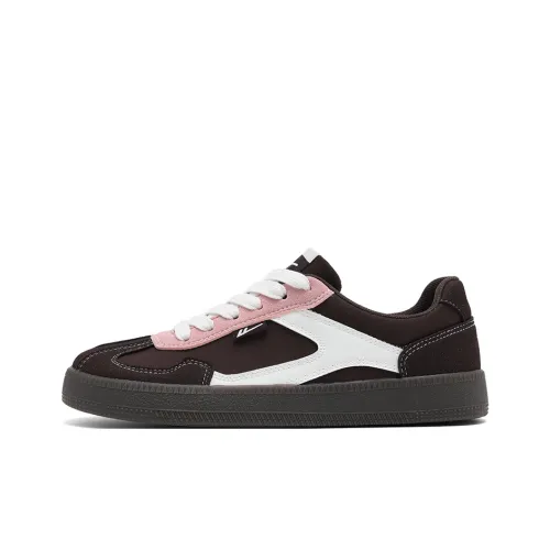 Warrior Coverage Wear Resistant Lightweight Low Top Skateboard Shoes Women's Dark Purple Beige Pink