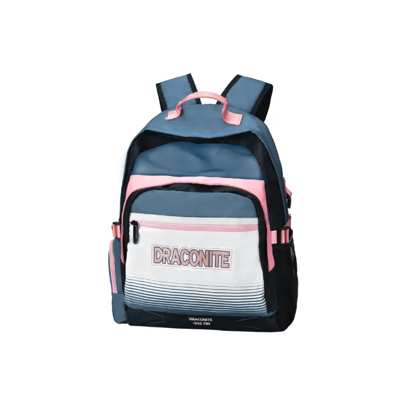 DRACONITE Polyester Student Backpack Backpack Multi-Compartment Backpack Unisex Cerulean White-4