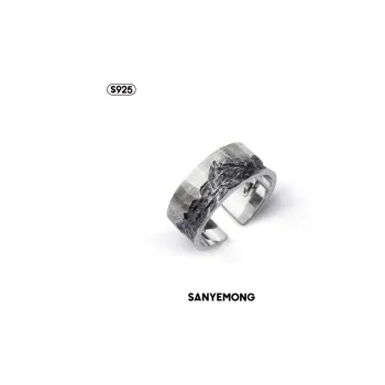 SHAN YE WANG 925 Sterling Silver Open Ended Ring Men's