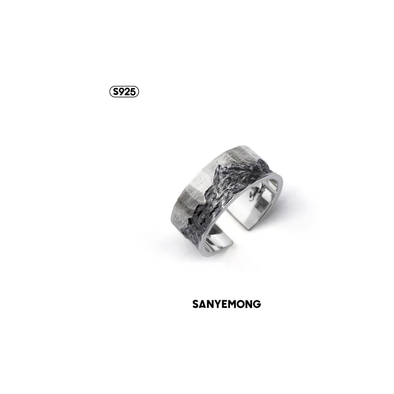 SHAN YE WANG 925 Sterling Silver Open Ended Ring Men's-0