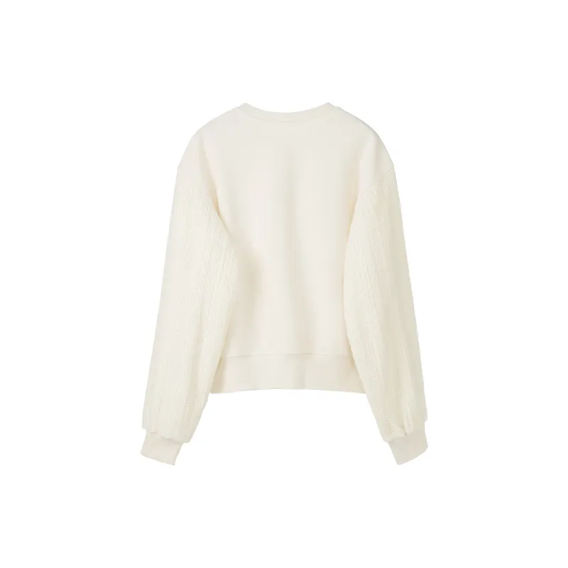 Fstudio Korean Commute Patchwork Solid Color Cropped Long Sleeved Sweatshirt Women's-7