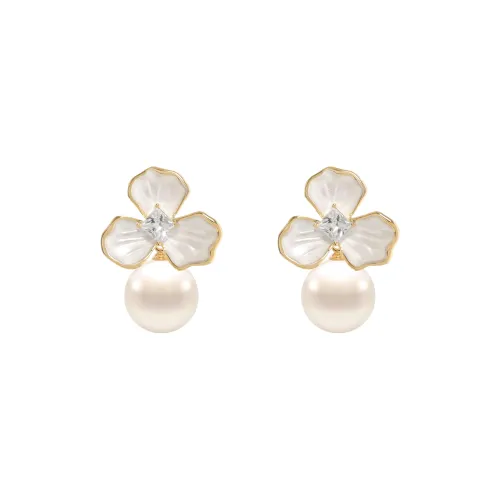 KEYS VIA Copper Alloy Synthetic Cubic Zirconia Faux Pearl Earrings Women's