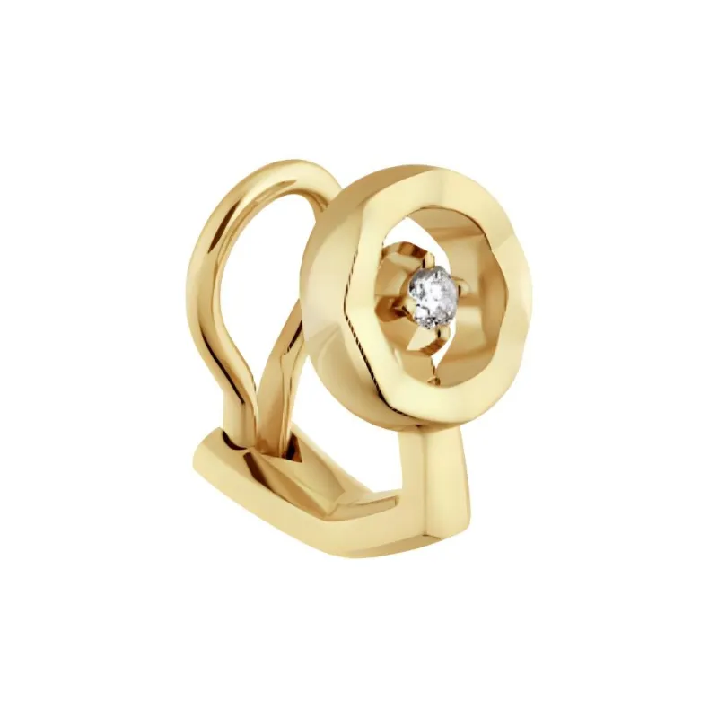 CHANEL Diamond Clip-On Earrings Unisex Gold-2