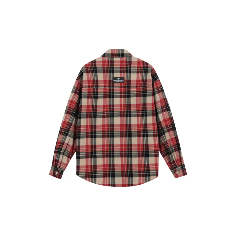 WAITINGWAVE Shirt Unisex Black Red Plaid-1