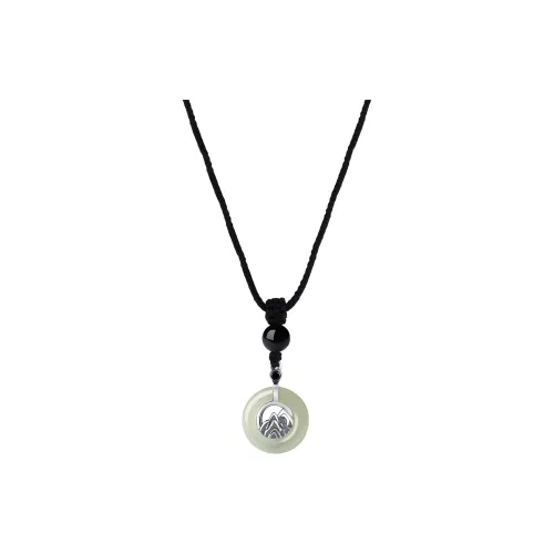 Emerald Hetian Jade Necklaces Pale Greenish White Jade Unisex