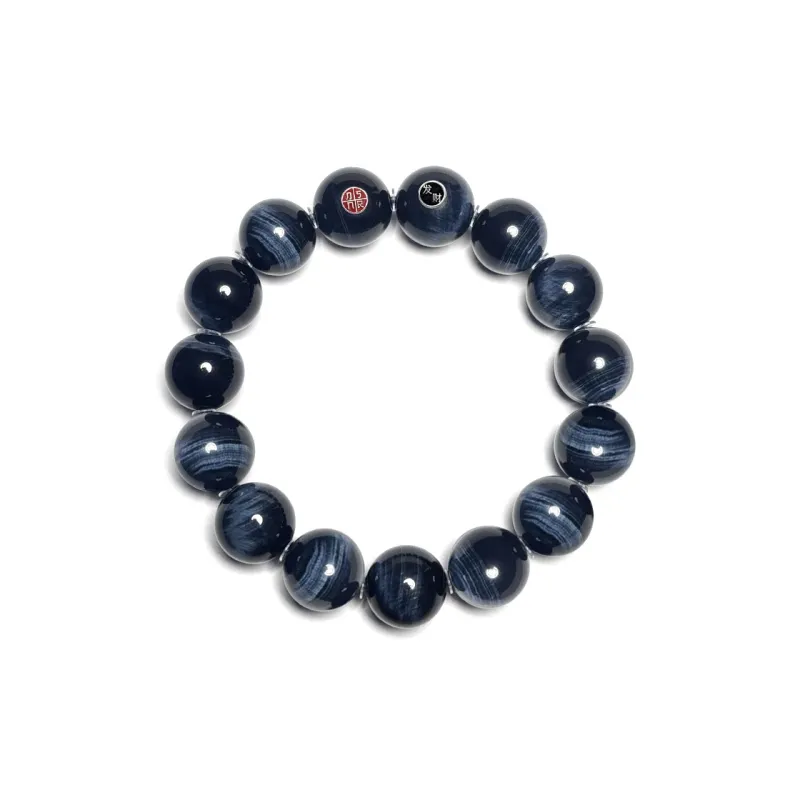 MOUNTAINS AND MANS Tiger's Eye Stone New Chinese Style Good Luck Beaded Bracelet Men's-1