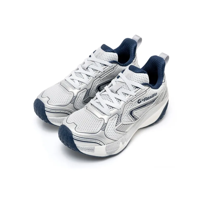 ONEMIX Cushioned Wear Resistant Coverage Low Top Chunky Sneakers Unisex Titanium Silver-3