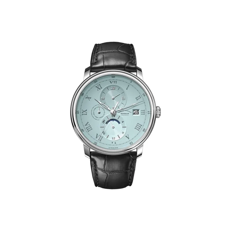 BORMAN Automatic Mechanical Movement Cowhide Strap Watch Men's Watches Beige Watch Dial-5
