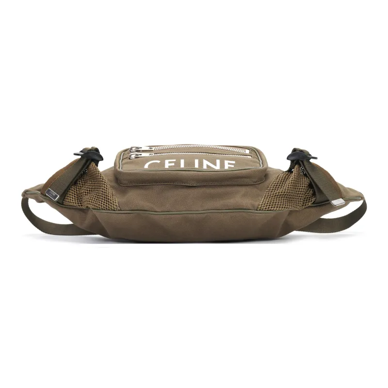 CELINE Polyamide Fabric Sling Bag, Crossbody Bag, Fanny Pack Tubas Men's Khaki Green-6