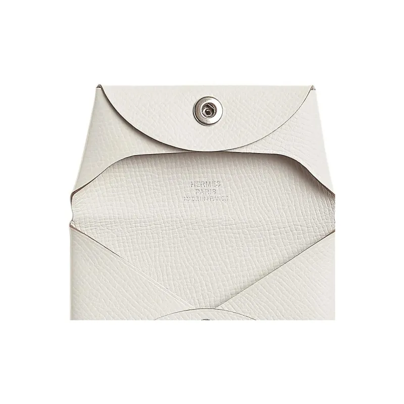 HERMES Bastia Epsom Leather Coin Purse Wallet Women's M4 Gris Pale Cream Gray-2