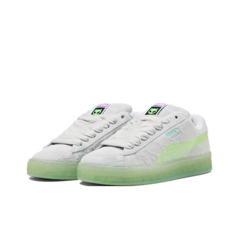 PUMA Suede XL Anti Slip Wear Resistant Low Top Skateboard Shoes Men's Silver Green-2