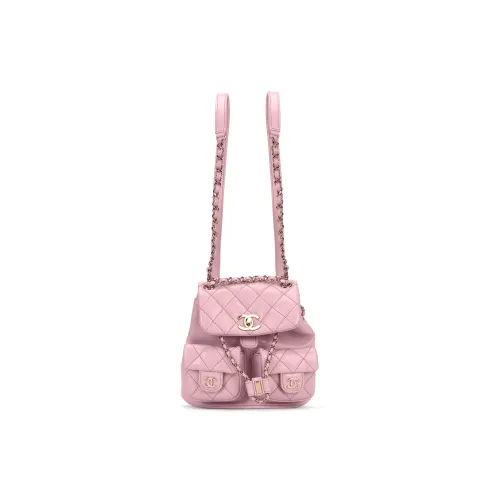 CHANEL Duma Grained Cow Leather With Metal Accents Backpack Small Size Women's Pink