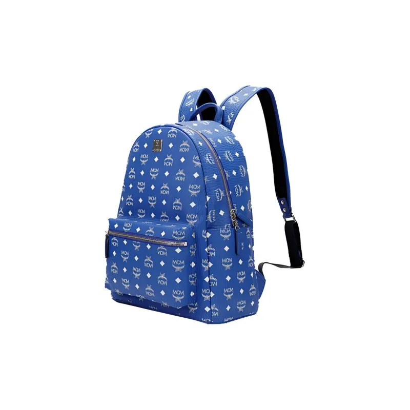 MCM Stark Visetos Canvas Backpack Large Size Men's Blue-1