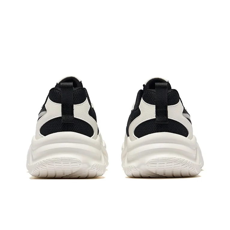 Erke Ci Wu Rebound Wear Resistant Breathable Low Top Casual Shoes Men's Jet Black Microcrystal White-3