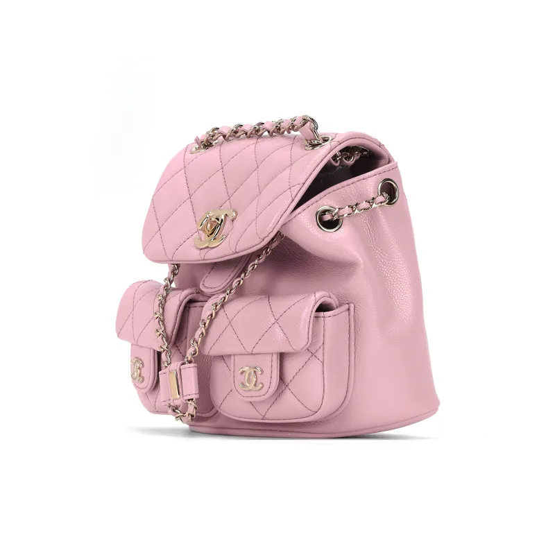 CHANEL Duma Grain Cow Leather & Metal Backpack Trumpets Women's Pink-1