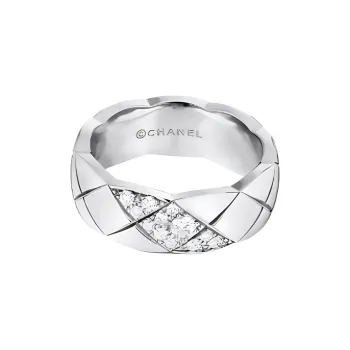 CHANEL 18K White Gold Rings Unisex Silver