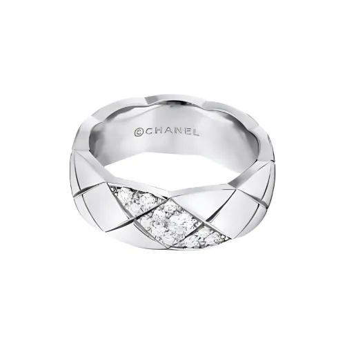 CHANEL 18K White Gold Rings Unisex Silver