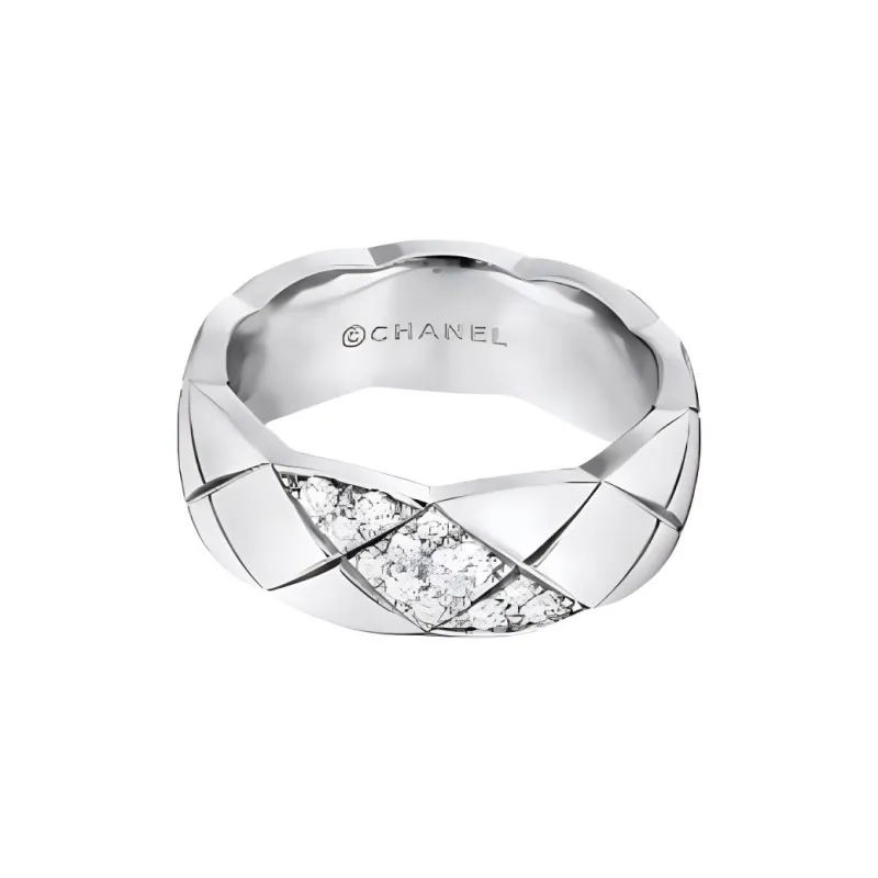 CHANEL 18K White Gold Rings Unisex Silver-0