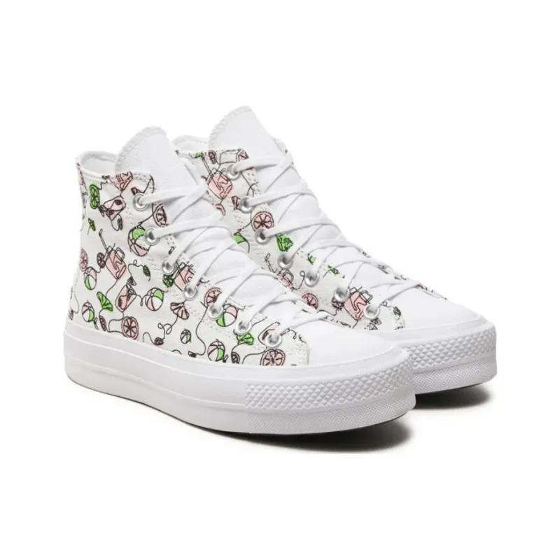 Converse Chuck Taylor All Star Lift Anti Slip Wear Resistant High Top Canvas Shoes Women's White Pink-3