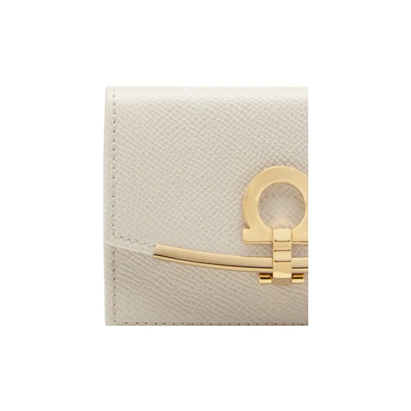 FERRAGAMO Cow Leather Card Holder Women's White-4