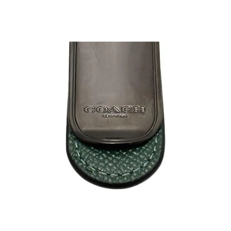 COACH Cross Grain Leather Wallet Bag Accessory Unisex Bronze & Green-6