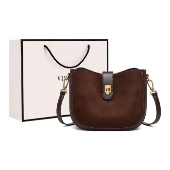 VINEY Cow Leather Shoulder Bag, Crossbody Bag, Bucket Bag Regular Women's Coffee