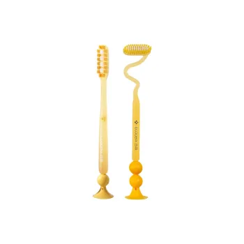 Ecoobix Z Shaped Toothbrush+Long Head Toothbrush Combo Sets Up And Down Vertical Brush With Bottom Suction Cup