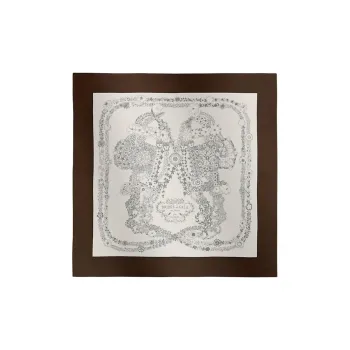 HERMES Mulberry Silk Silk Scarves Women's Ebony/White